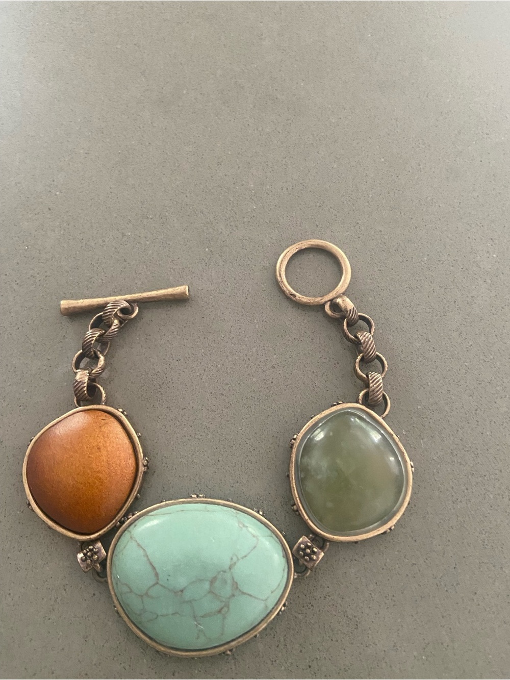 Lucky Brand Turquoise, Olive & Amber Stone Bracelet